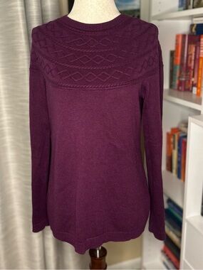 Talbots Plum Cable Yoke Sweater